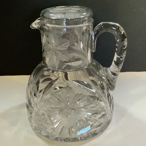 Dining | Vintage Tumble Up Glass Floral Etched Pitcher Water Glass ...